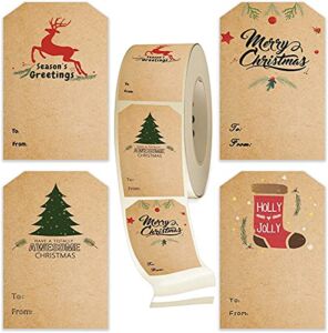 Self Adhesive Gift Tag Stickers -Christmas Gift Tags- Decorative Stickers for Holiday Presents & Packages – Easy to Write& Peel – Convenient Dispenser Box, 80 Pcs & 2 x 3 Inch (Christmas Gift Tag)