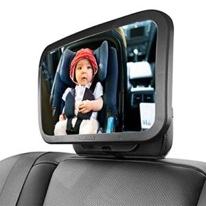 Macally Baby Mirror for Car Seat Rear Facing Infant – Wide Head to Toe View – Shatterproof and Safe Baby Car Seat Mirror – 360° Adjustability and Installs in Seconds – Baby Car Mirror for Backseat