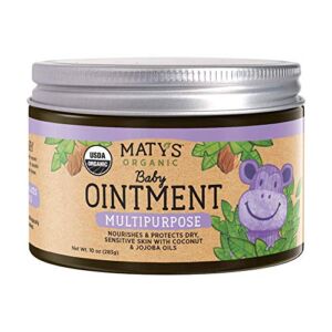 Maty’s Organic Multipurpose Baby Ointment – Petroleum-Free Diaper Cream with Coconut & Jojoba Oils – 10 oz