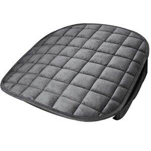 wpOP59NE Car Cushion Seat Pad Universal Warm Front-Row Checkered Anti-Slip Soft Pads Protector Office Chair Unique Checkered Design Winter Warm Seats Mat Grey