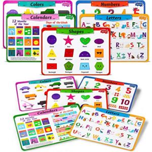 teytoy Kids Placemats Set of 5, Laminated Toddler Educational Learning Table Place Mats, Alphabet Math Shapes Colors Calendar, Children Montessori Eat Mat No Slip Waterproof Heat Resistant 17x12inch