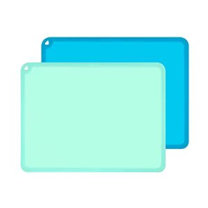 Kids Placemats, Silicone Baby Placemats for Kids Toddler Children Reusable Non-Slip Table Mats, Baby Food Mats for Restaurant, 2 Pack, Blue/Baby Green
