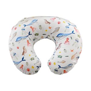 KiddyKlouds Nursing Pillow Slipcover – Breastfeeding Pillow Cover. Highly Water Resistant Minky Fabric (PP 07 – Shark Sea Buddies)