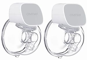 OMFMF Wearable Breast Pump,Quiet & Hands-Free,Portable,in-Bra Double Electric Breast Pump,Pain Free Strong Breastfeeding Pump Strong Suction 2 Pack(Gray)