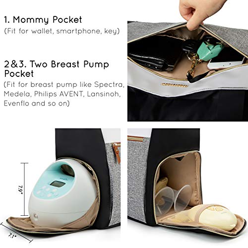 mommore Breast Pump Bag Diaper Tote Bag with 15 Inch Laptop Sleeve Fit Most Breast Pumps like Medela, Spectra S1,S2, Evenflo (brown) | The Storepaperoomates Retail Market - Fast Affordable Shopping