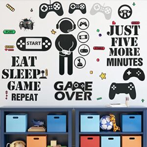 Gamer Room Decor Gaming Wall Decals Sticker Gamer Decals Boys Room Decals Video Game Decor Eat Sleep Game Wall Decal for Gamer Bedroom Playroom Decorations (Classic Style)