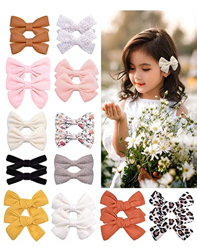 Baby Girl Hair Clips 24PCS Baby Girl Bows Cotton Flower Prints Hair Accessories Fully Lined Barrettes Alligator Hair Clips for Girls Toddler Kids | The Storepaperoomates Retail Market - Fast Affordable Shopping