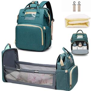 Diaper Bag Backpack with Folding Crib, Portable Sleeping Mummy Nappy Baby Bag, Multi-Functional Baby Travel Bag with Bassinet
