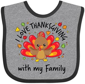 Inktastic I Love Thanksgiving with My Baby Bib Heather and Black 2cfd8