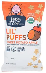 LesserEvil Organic Sweet Potato Apple Lil’ Puffs, 2.5 OZ
