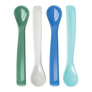 Tiny Twinkle Baby Spoon – BPA-Free Baby Feeding Spoon, Silicone Baby Spoon, Infant Spoons, Baby Spoons, Baby Essentials, Baby Essentials for Newborn, Baby Items, Baby Products – Pack of 4 (Blue)