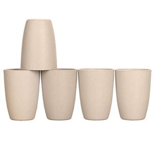 Wheat Straw Unbreakable Cup (12 oz) – Reusable Drinking Glasses Set of 5 – Dishwasher Safe – BPA Free & Eco-Friendly(Beige)