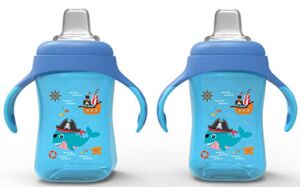 Avima Baby 10 oz Soft Spout Sippy Cups, Blue (Set of 2)