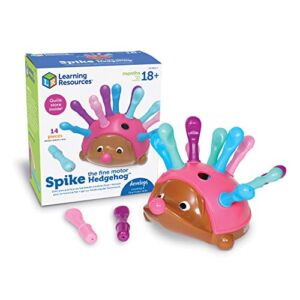 Learning Resources Spike The Fine Motor Hedgehog Pink – 14 Pieces, Ages 18+ months Fine Motor and Sensory Toy, Educational Toys for Toddlers, Montessori Toys