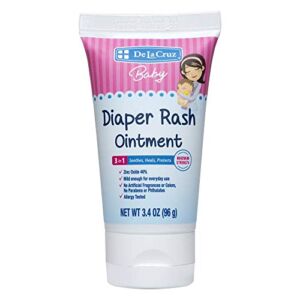 De la Cruz Baby Diaper Rash Cream with Zinc Oxide – Maximum Strength Baby Healing Ointment to Help Soothe, Heal and Prevent Diaper Rash – 3.4 OZ