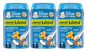 Gerber Cereal for Baby 2nd Foods Power Blend Cereal, Probiotic Oatmeal Lentil Peach & Apple Cereal, Non GMO with Whole Grains & Plant Protein, 8 OZ Canister (Pack of 3)