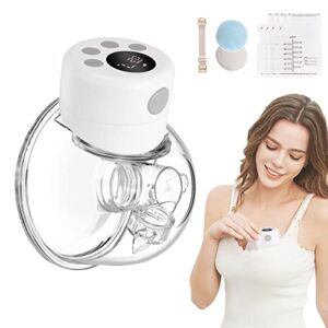 Wearable Breast Pump Hands Free Breastpump Portable Electric Breastfeeding Pump, Pạin Ḟree, Silent, Single, Rechargeable Milk Pump, with LCD Screen Massage and Memory Mode (24/21mm Flange)