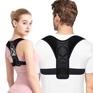 Posture Corrector, Ergonomic Back Straightener Brace for Men and Women for Clavicle Support and Providing Pain Relief from Neck, Back and Shoulder (Black)