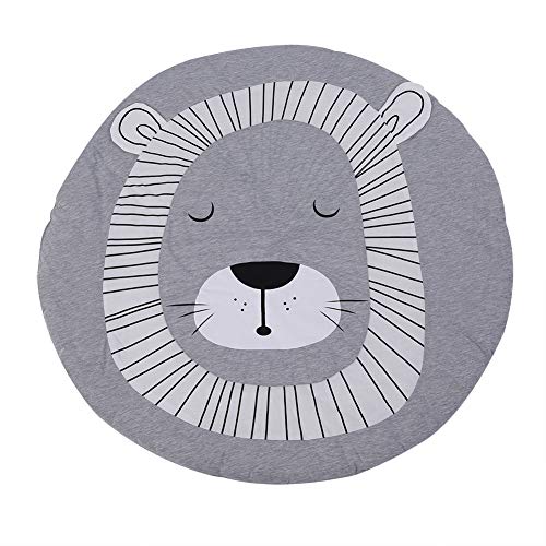 Zerodis Cotton Round Nursery Rug,Cute Cartoons Animal Pattern Floor Play Mat Crawling Blanket Play Room Decoration for Baby Toddler 37.4X37.4 inches (Gray Lion) | The Storepaperoomates Retail Market - Fast Affordable Shopping