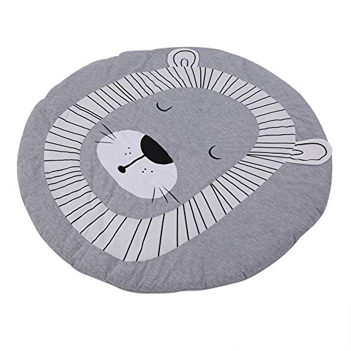 Zerodis Cotton Round Nursery Rug,Cute Cartoons Animal Pattern Floor Play Mat Crawling Blanket Play Room Decoration for Baby Toddler 37.4X37.4 inches (Gray Lion) | The Storepaperoomates Retail Market - Fast Affordable Shopping