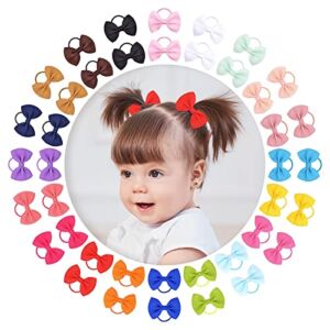 Choicbaby 40PCS 2″ Baby Hair Ties Boutique Tiny Elastic Ponytail Rubber, Toddler Hair Accessories for Baby Girls Newborn Infants Little Girl in Pair Hair Bands