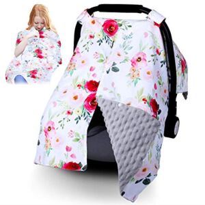 Baby Car Seat Cover for Girls-2 in 1 Car Seat Covers for Babies, Carseat Canopy for Boys Mom Nursing Cover, Newborn Baby Girl Car Seat Cover with Peekaboo Opening