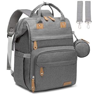 Diaper Bag Backpack,Baby Nappy Changing Bags Travel Back Pack Bags with Stroller Straps for Moms Dads,Large Capacity-Grey