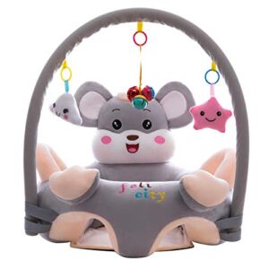 hneizgs Baby Sofa Toys,Infant Support Seat Cover,Learn to Sit Feeding Chair Cover,Soft Cute Plush Floor Seats Suitable for Infants Play/Grey (with Pole/no Filler),kids sofa