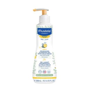 Mustela Baby Nourishing Cleansing Gel – Hair & Body Wash for Dry Skin – with Natural Avocado, Cold Cream & Beeswax – 10.14 fl. oz.