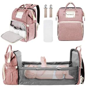 Baby Diaper Backpack, Insulated Bottle Warmer Newborn Registry for Baby Shower Gifts, Portable Nappy Bags for Girls Boys, Multifunction Travel Stuff Maternity New Mom Gifts for Women (Pink）