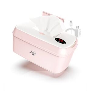 Baby Wipe Warmer : Pink Portable Wipe Dispenser with Top Heating System, LED Display for Accurate Temperature Setting, Diaper Wipe Warmer – Keeps Wipes Warm and Moist for Babies