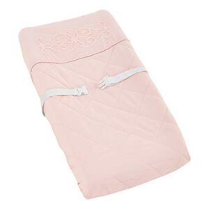 Sweet Jojo Designs Pink Boho Bohemian Girl Baby Nursery Changing Pad Cover – Solid Color Blush Shabby Chic Princess Luxurious Luxury Elegant Vintage Designer Boutique Victorian Cotton Embroidered