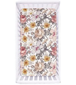 Crib Sheet Jersey Cotton, Fitted Cotton Baby & Toddler Universal Crib Sheets , Floral Crib Sheet Set