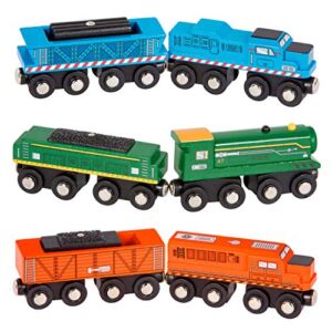Battat – Classic Trains – 6pc Wooden Railroad Set – Magnetic Toy Trains – Train Engines & Cars – Wooden Locomotives & Freight Cars – 3 Years +