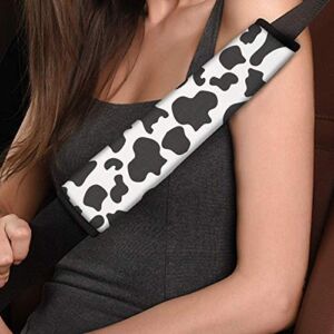 Advocator Black White Cow Animal Print Universal Car Seat Belt Cover Pad Soft Comfortable Shoulder Seatbelt Pads Cushions 2pack