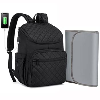 Diaper Bag Backpack, Multifunction Travel BackPack for Boys Grils with Waterproof Portable Changing Pad, Stroller Straps, Thermal Pockets, Unisex and Stylish, Panalera Negra, Black | The Storepaperoomates Retail Market - Fast Affordable Shopping