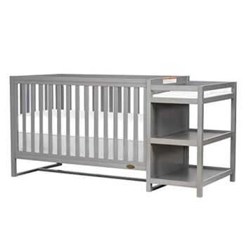 Dream On Me Milo 5-in-1 Convertible Crib and Changing Table with Free Changing Pad in Storm Grey, 3 Mattress Height Settings, Non-Toxic Finishes, Pinewood | The Storepaperoomates Retail Market - Fast Affordable Shopping