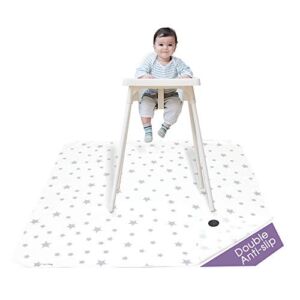 Splat-Mat-for-Under-High-Chair-BORPRES Floor Mat with Silicone Bottom – Baby Floor Play Mat – Lightweight and Soft Toddler Playmat – 48 x 48-inch,Star