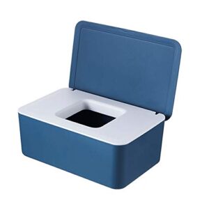 Brianer Wet Wipes Dispenser, Dry Wet Tissue Paper Case Dustproof Tissue Storage Box Case, Dispenser Holder with Lid for Home Office Desk (Blue White)