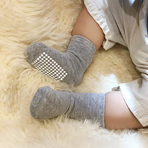 12 Pairs Baby Socks Cotton Crew Toddler Socks Grips Non Slip Bottom Kids Socks, Brown 12-24M | The Storepaperoomates Retail Market - Fast Affordable Shopping