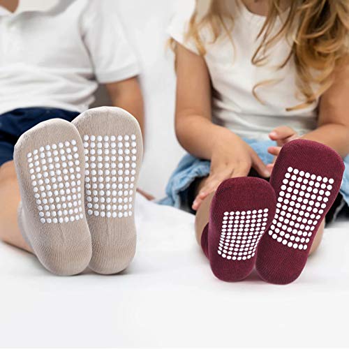 12 Pairs Baby Socks Cotton Crew Toddler Socks Grips Non Slip Bottom Kids Socks, Brown 12-24M | The Storepaperoomates Retail Market - Fast Affordable Shopping