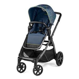 Peg Perego Ypsi – Compact Single to Double Stroller – Compatible with All Primo Viaggio 4-35 Infant Car Seats & Ypsi Bassinets – Made in Italy – New Life (Blue) Innovative Eco-Sustainable Fabric
