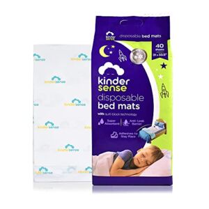 Kindersense® Disposable Bed Pads for Potty Training (40 Pads) – Bedwetting Mat & Mattress Protector – Incontinence Pads with Adhesive Leakproof and Absorbent Pads | Alt. to Training Pants (33.5″x31″)