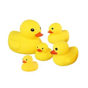 Ahua Bath Duck Toys 5 Pcs Rubber Duck Family Squeak Ducks Baby Shower Toy for Toddlers Boys Girls 3 Months+ (Yellow Duck Family)