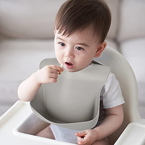 Silicone Bibs for Babies & Toddlers Set of 3, Silicone Baby Bibs for Boy and Girl, Adjustable Soft Waterproof Bibs | The Storepaperoomates Retail Market - Fast Affordable Shopping