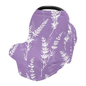Nursing Cover Breastfeeding Scarf Lavender Flowers Purple- Baby Car Seat Covers, Stroller Cover, Carseat Canopy (2na7a)