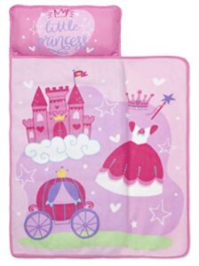 Funhouse Little Princess Kids Nap Mat Set – Includes Pillow and Fleece Blanket – Great for Girls Napping During Daycare, Preschool, Or Kindergarten – Fits Toddlers and Young Children, Pink