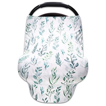 DILIMI Baby Car Seat Cover Green Leaf, Breastfeeding Cover Soft Breathable Infant Carseat Canopy Multifunctional Cover for Stroller/High Chair/Shopping Cart/Car Seat Canopies | The Storepaperoomates Retail Market - Fast Affordable Shopping
