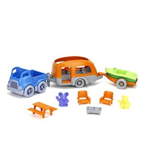 Green Toys RV Camper Set, Blue/Orange – 10 Piece Pretend Play, Motor Skills, Kids Toy Vehicle Playset. No BPA, phthalates, PVC. Dishwasher Safe, Recycled Plastic, Made in USA.