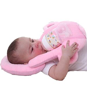 Multifunctional Portable Baby Feeding Pillows Detachable Self-Feeding Lounger Baby Bottle Holder Infant Nursing Pillows (Pink, One Size)